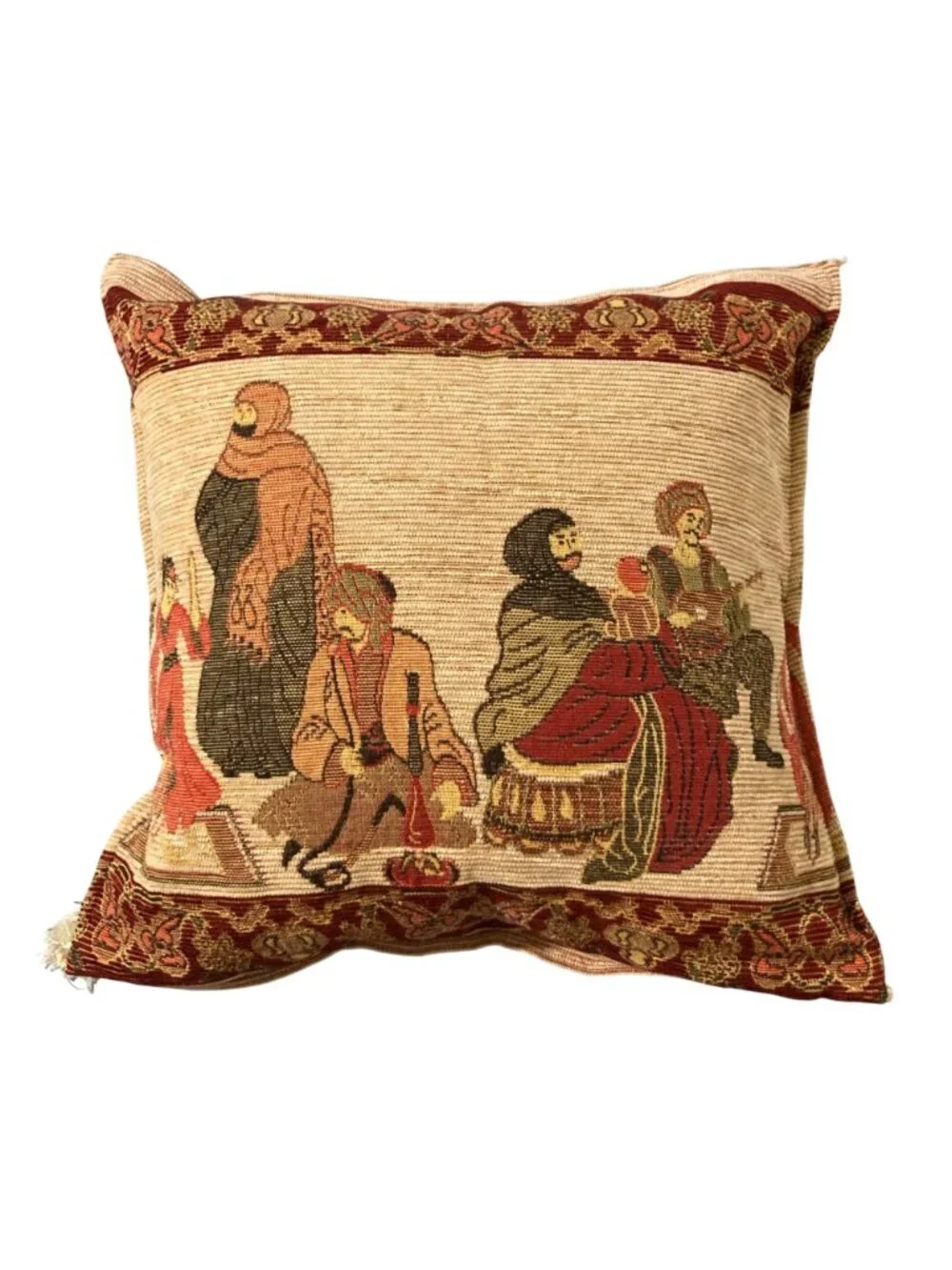 Vintage Turkish Festival Tapestry Throw Pillow With Tassels